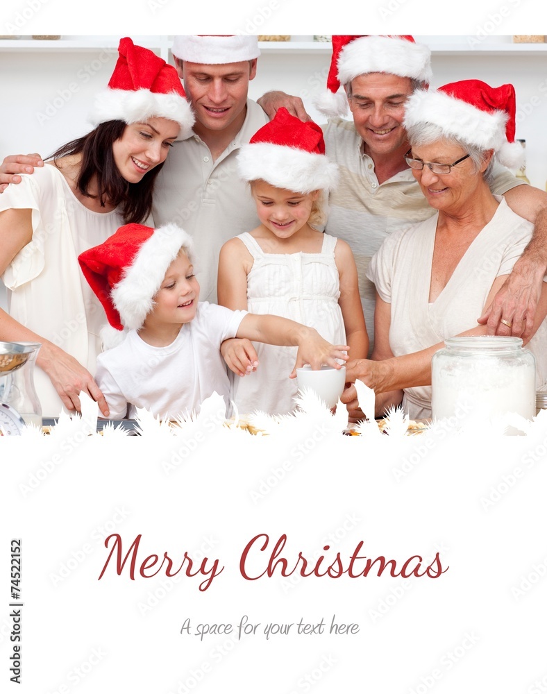 Fototapeta premium Family baking christmas cakes and sweets