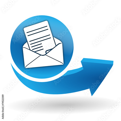 courrier sur bouton web bleu