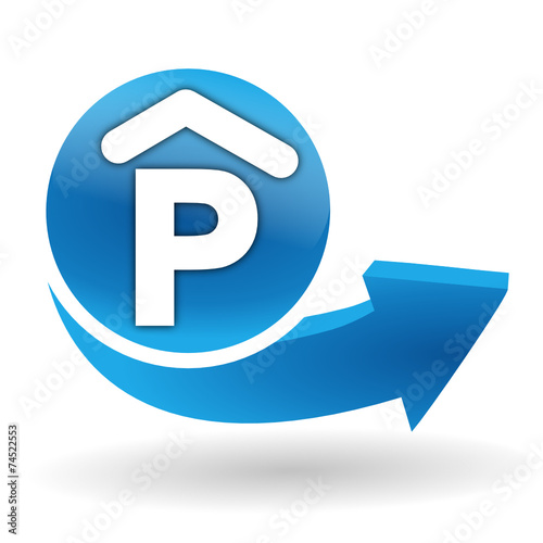 parking couvert sur bouton web bleu