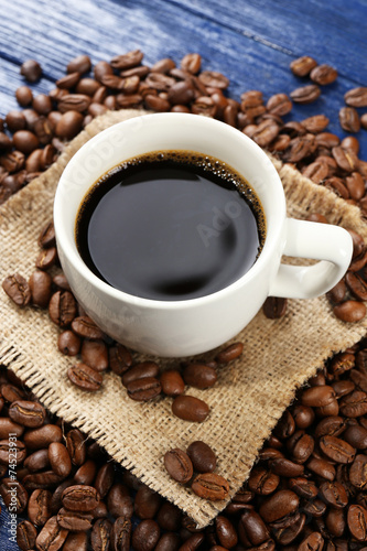 Cup of coffee on table close-up