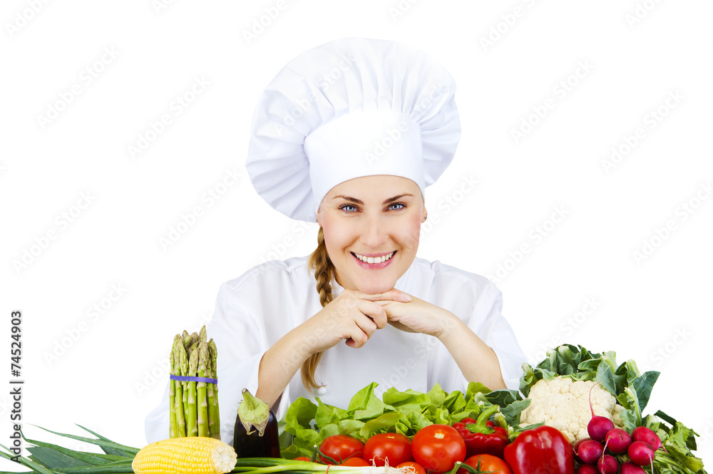 beautiful young chef woman prepare and decorating tasty food in beautiful young chef woman prepare and decorating tasty food in
