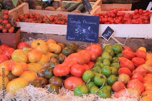 Tomatoes at a market stall