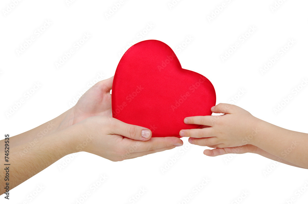mother gives a heart