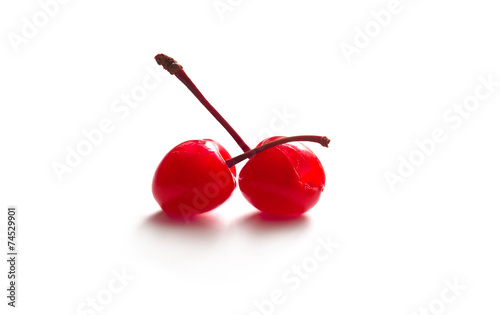 Tablou pe pânză maraschino cherry on white background