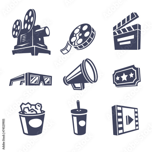 Cinema icons. Vector illustration.