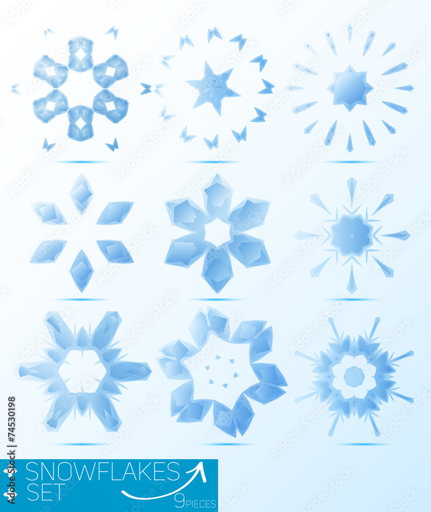 magical snowflakes set vector for design magical snowflakes set vector for design