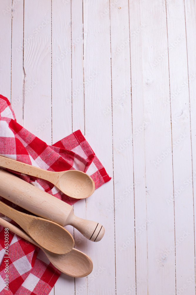 Fototapeta premium Kitchen towel and spoons