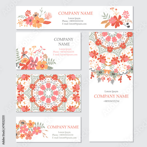 Set of business or invitation cards templates, corporate identit