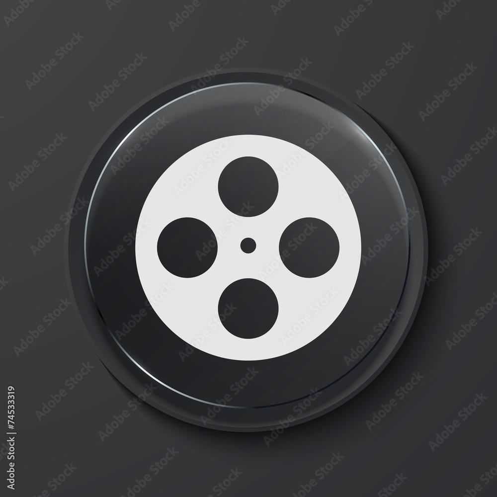 Vector modern black glass circle icon.