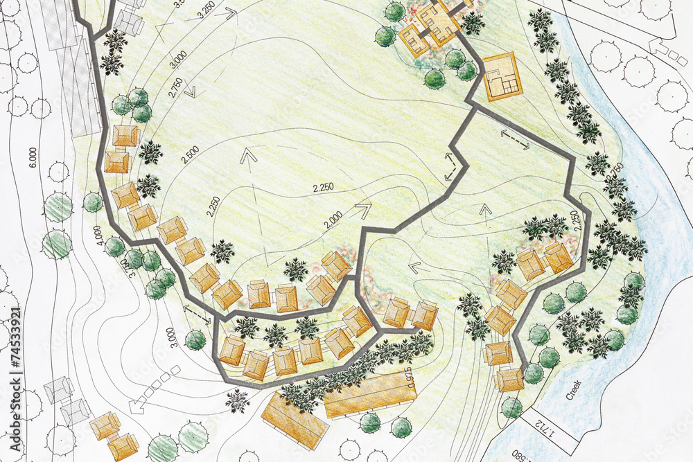 Obraz premium Landscape Architect Designing on site analysis plan