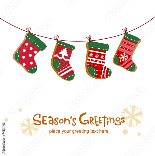 Christmas stockings, greeting card