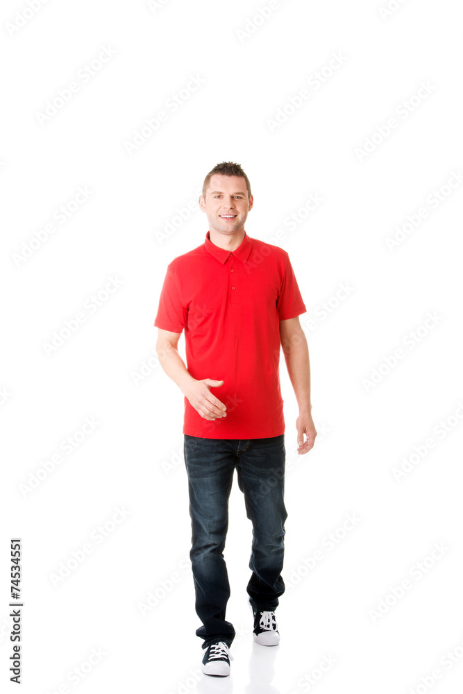 Front view of a man walking forward Front view of a man walking forward