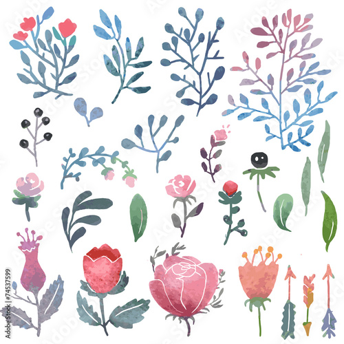 Watercolor nature clip art.