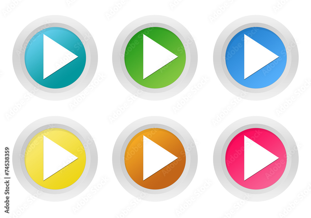 Set of rounded colorful buttons with arrow symbol Set of rounded colorful buttons with arrow symbol