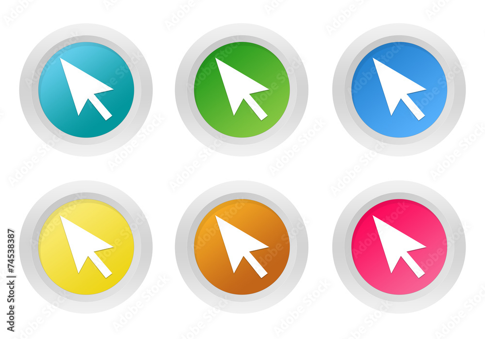 Set of rounded colorful buttons with arrow symbol Set of rounded colorful buttons with arrow symbol