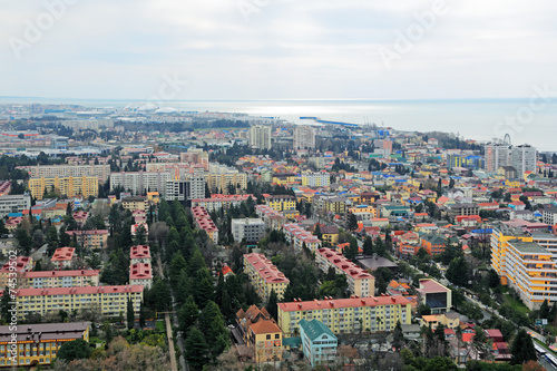 Sochi cityscape, Adler district, top view