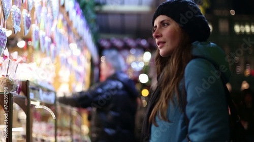 beautiful girl on the Christmas markets in Vienna