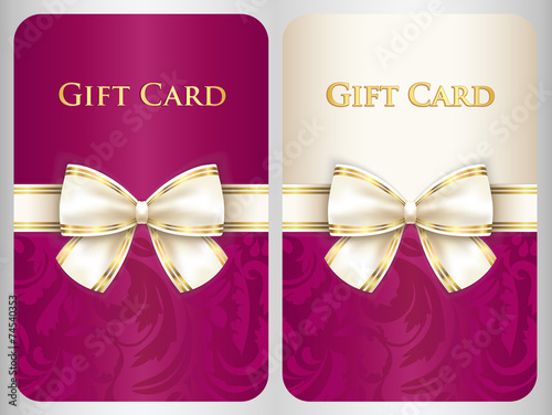 Scarlet vertical gift card with damask ornament