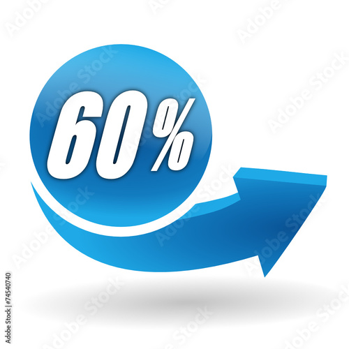 60 pourcents sur bouton web bleu