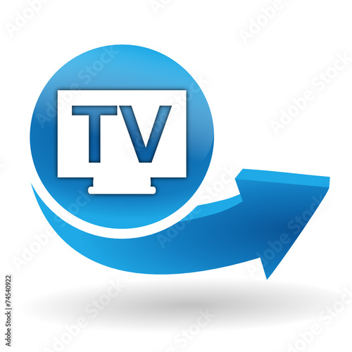 tv télévision sur bouton web bleu