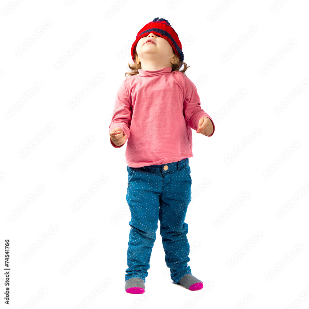 Little girl with Christmas hat over white background Little girl with Christmas hat over white background