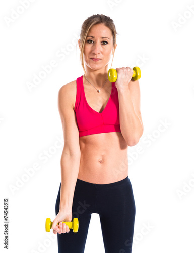 Sport woman doing weightlifting