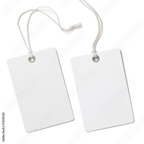 Blank paper label or cloth tag set isolated photo