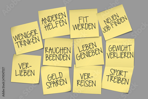 Fotografia klebezettel Post-it, Gute Vorsätze Neues Jahr, neue ziele