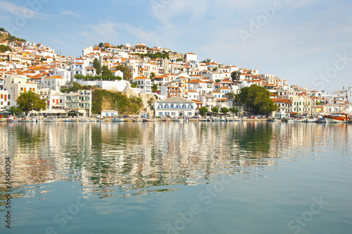 Reflection of city of Skopelos
