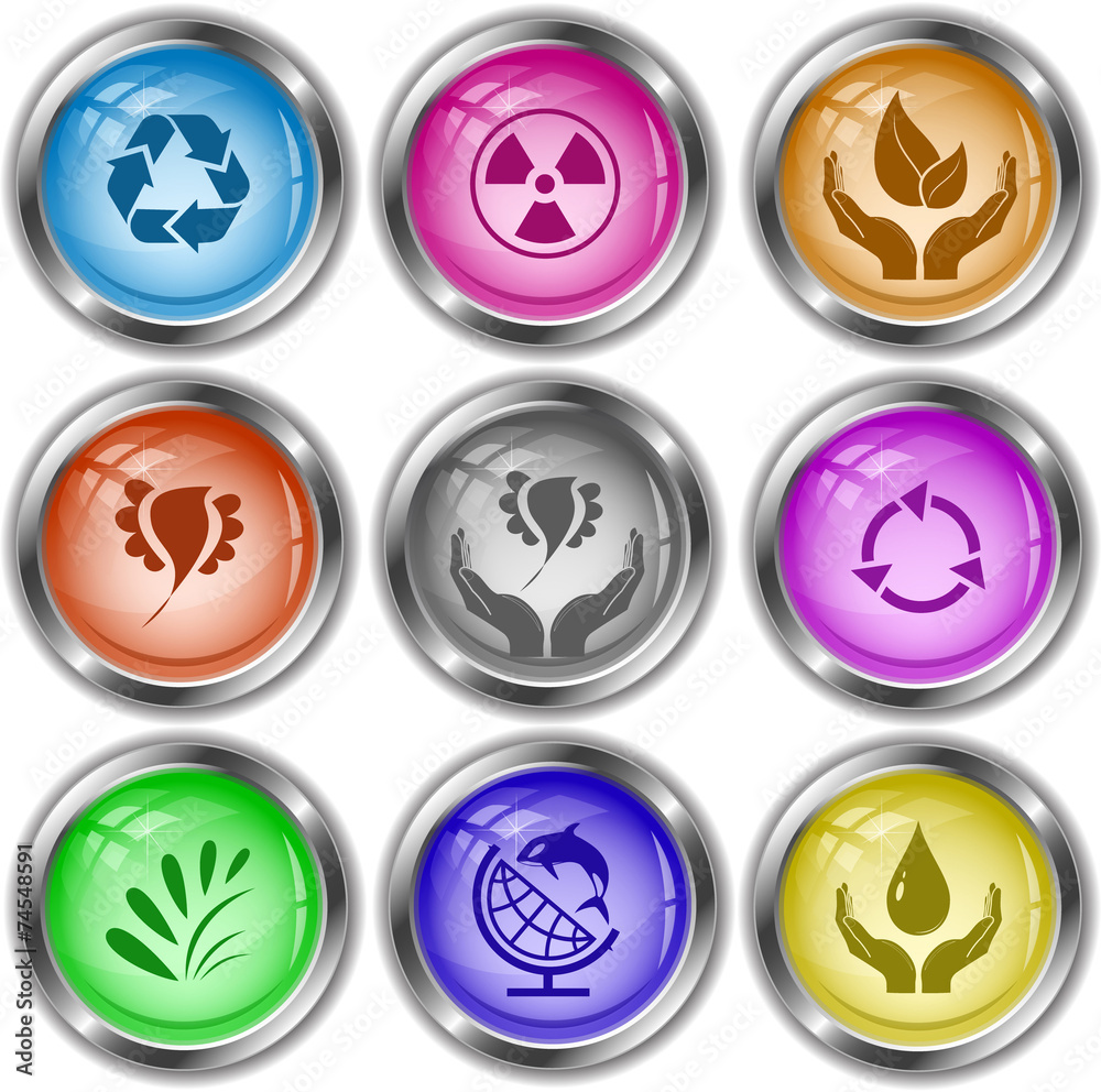 recycle symbol, radiation symbol, life in hands, bird, bird in h recycle symbol, radiation symbol, life in hands, bird, bird in h