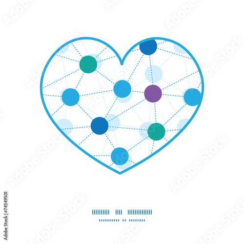 Vector connected dots heart silhouette pattern frame