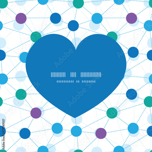 Vector connected dots heart silhouette pattern frame