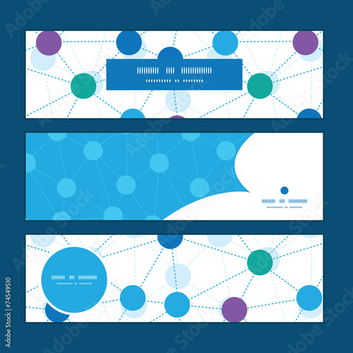 Vector connected dots horizontal banners set pattern background