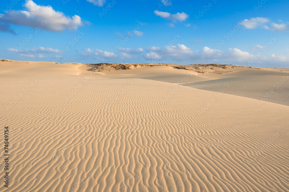 Waves on sand dunes in Chaves beach Praia de Chaves in Boavist Waves on sand dunes in Chaves beach Praia de Chaves in Boavist