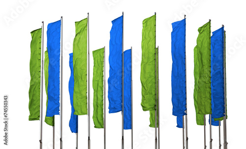 Green and blue flags