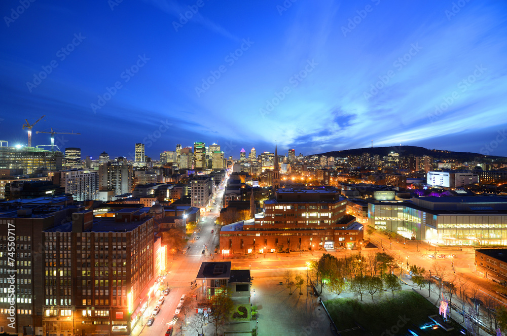 Montreal city skyline at sunset, Montreal, Quebec Montreal city skyline at sunset, Montreal, Quebec