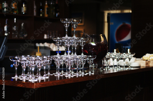 martini glasses on the bar