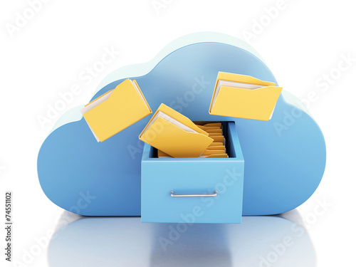 3d File storage in cloud. Cloud computing concept.