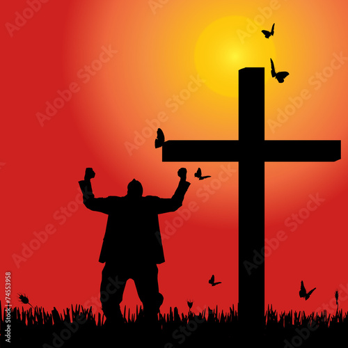 Vector silhouette  of man.