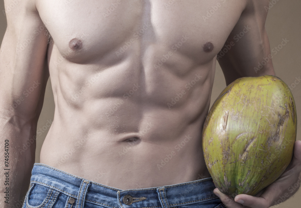 Naklejka premium Coconut and abs