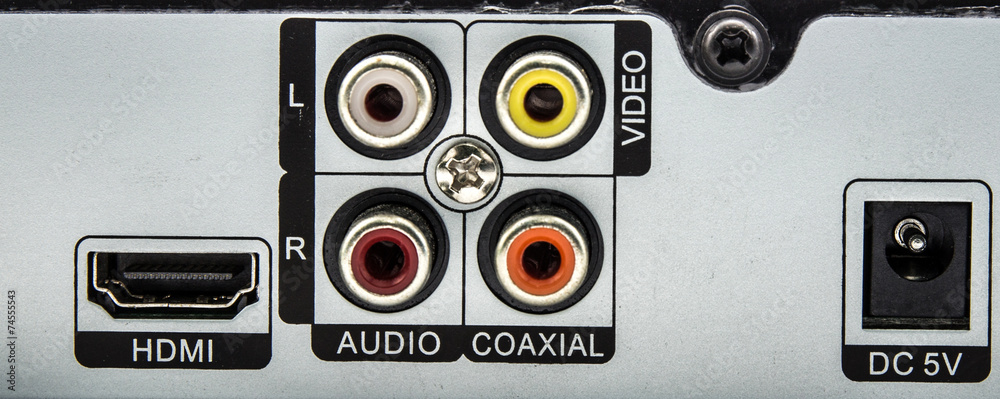 Obraz premium Digital video recorder and part of the black plastic background.