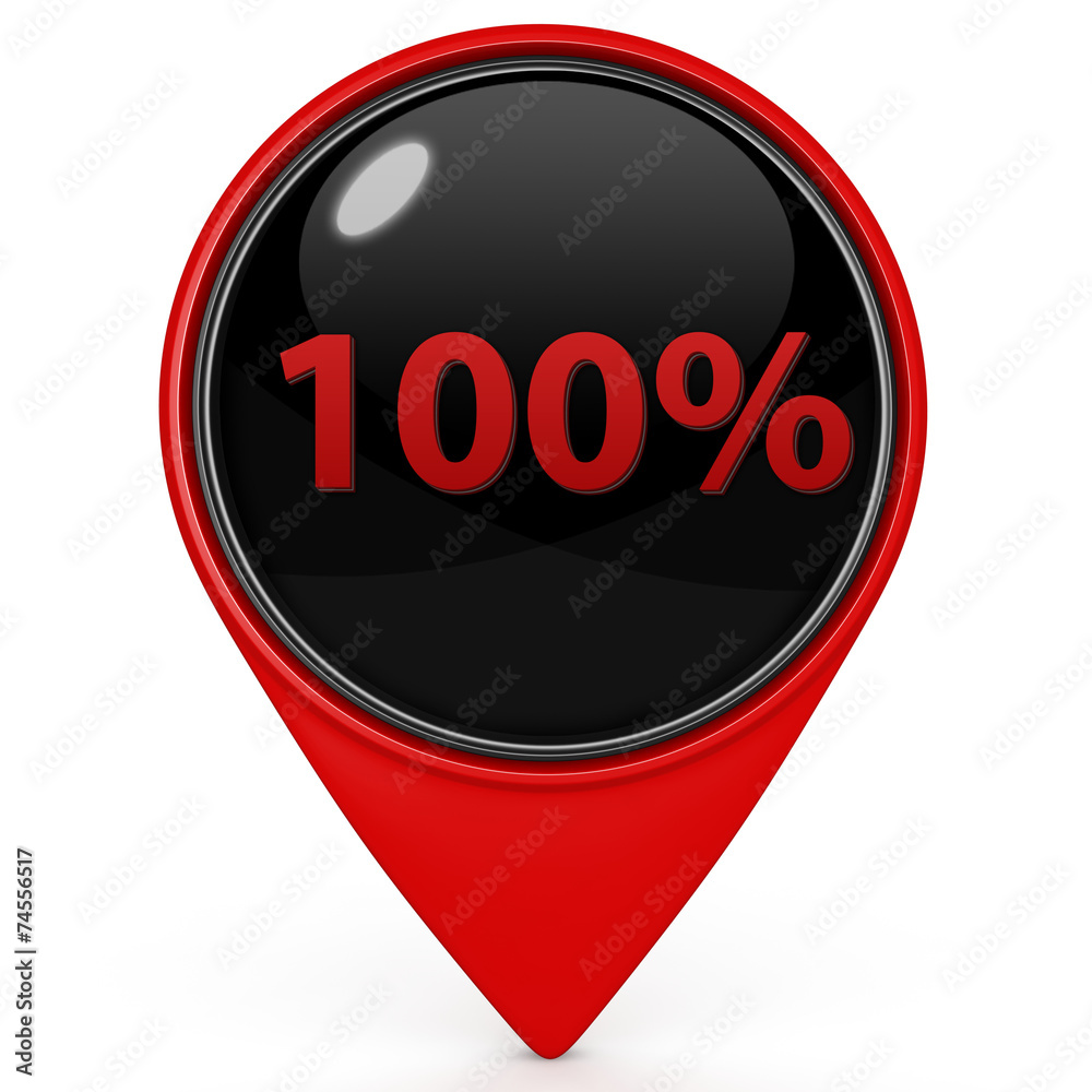 Hundred percent pointer icon on white background Hundred percent pointer icon on white background