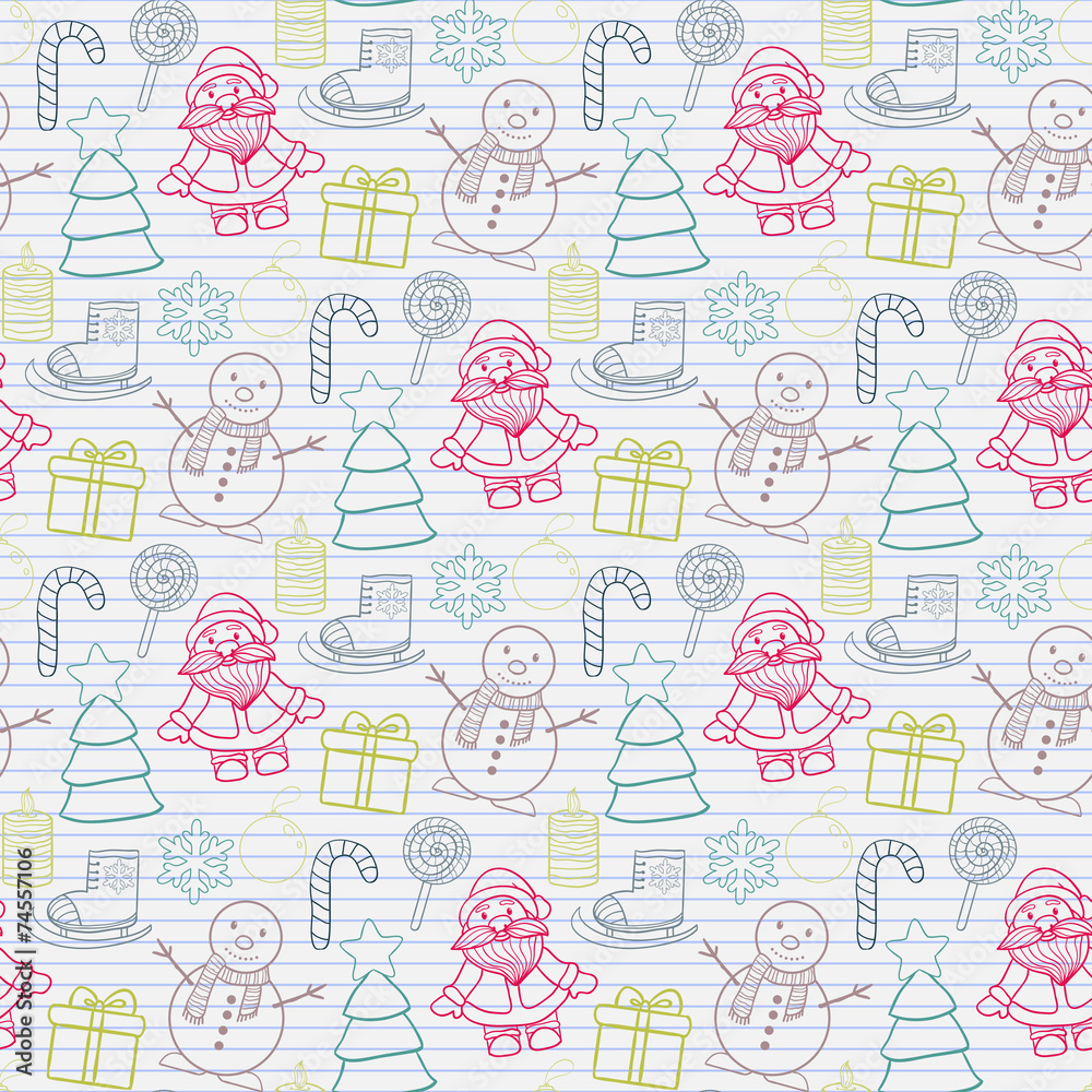 Happy New Year and Merry Christmas pattern