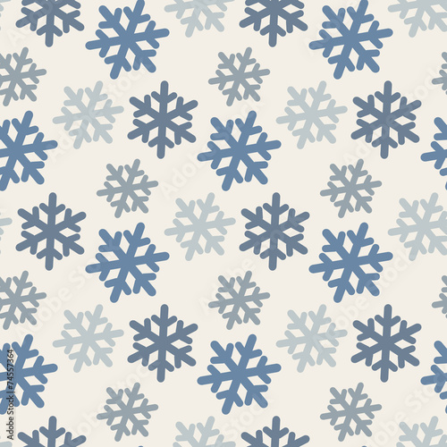 Seamless pattern with colorful snowflakes in blue tones