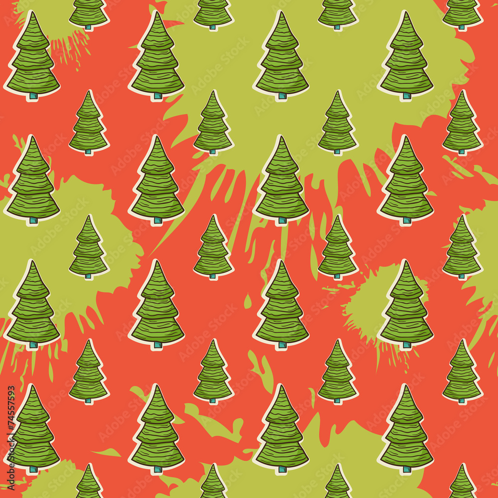Obraz premium Abstract with Christmas tree pattern on a blots ink