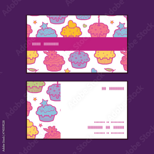 Vector colorful cupcake party horizontal stripe frame pattern