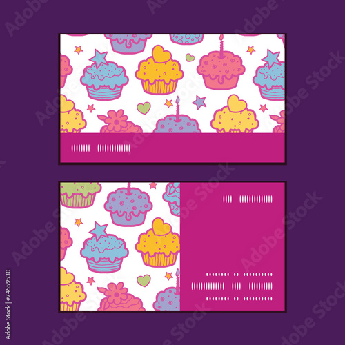 Vector colorful cupcake party horizontal stripe frame pattern