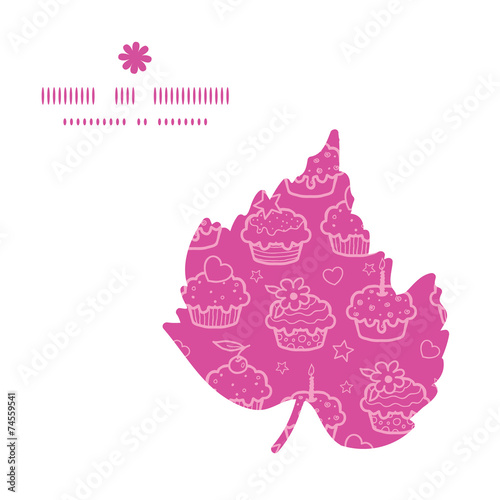 Vector colorful cupcake party leaf silhouette pattern frame