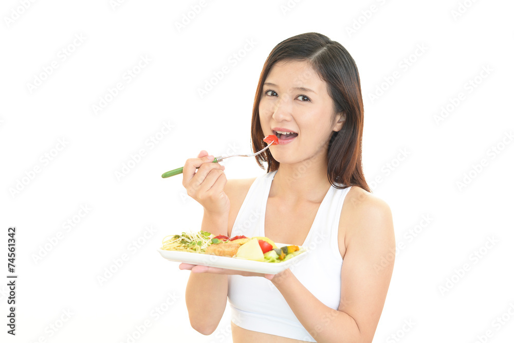 食事中の女性 食事中の女性