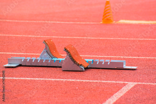 the starting blocks on running tracks